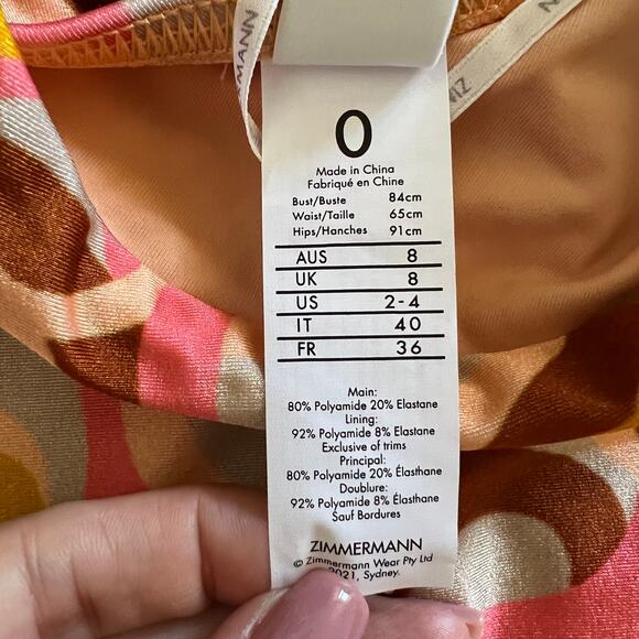 Zimmermann One-shoulder buckled printed swimsuit size 0 US 2-4 peach C1 - Picture 4 of 5